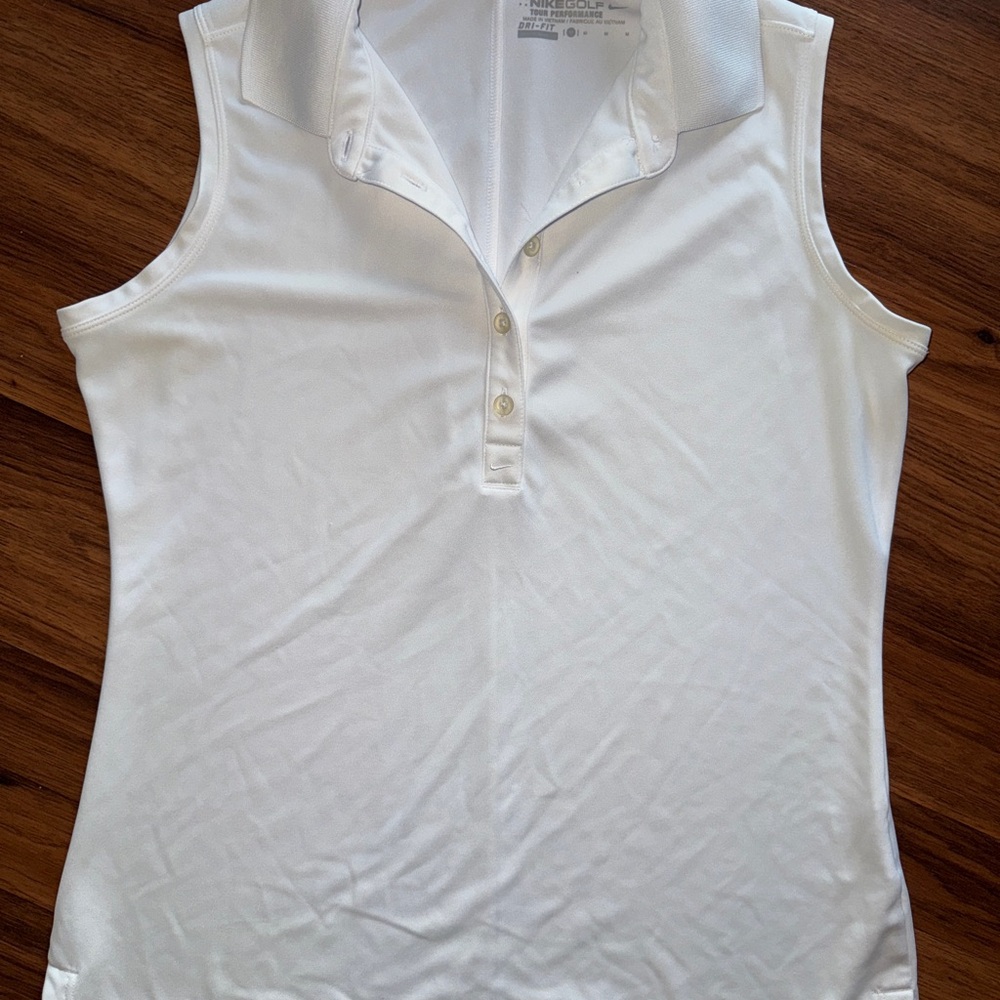 Nike DriFit Women's White Sleeveless Polo